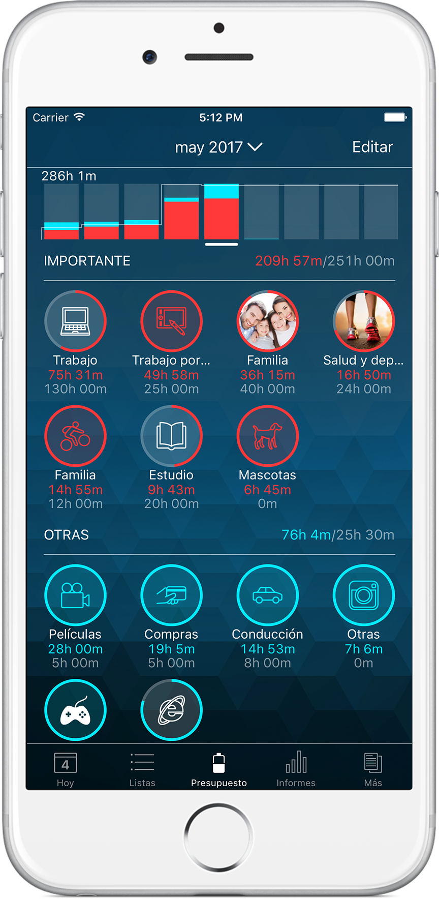 Time Pro for iPhone - Time budget