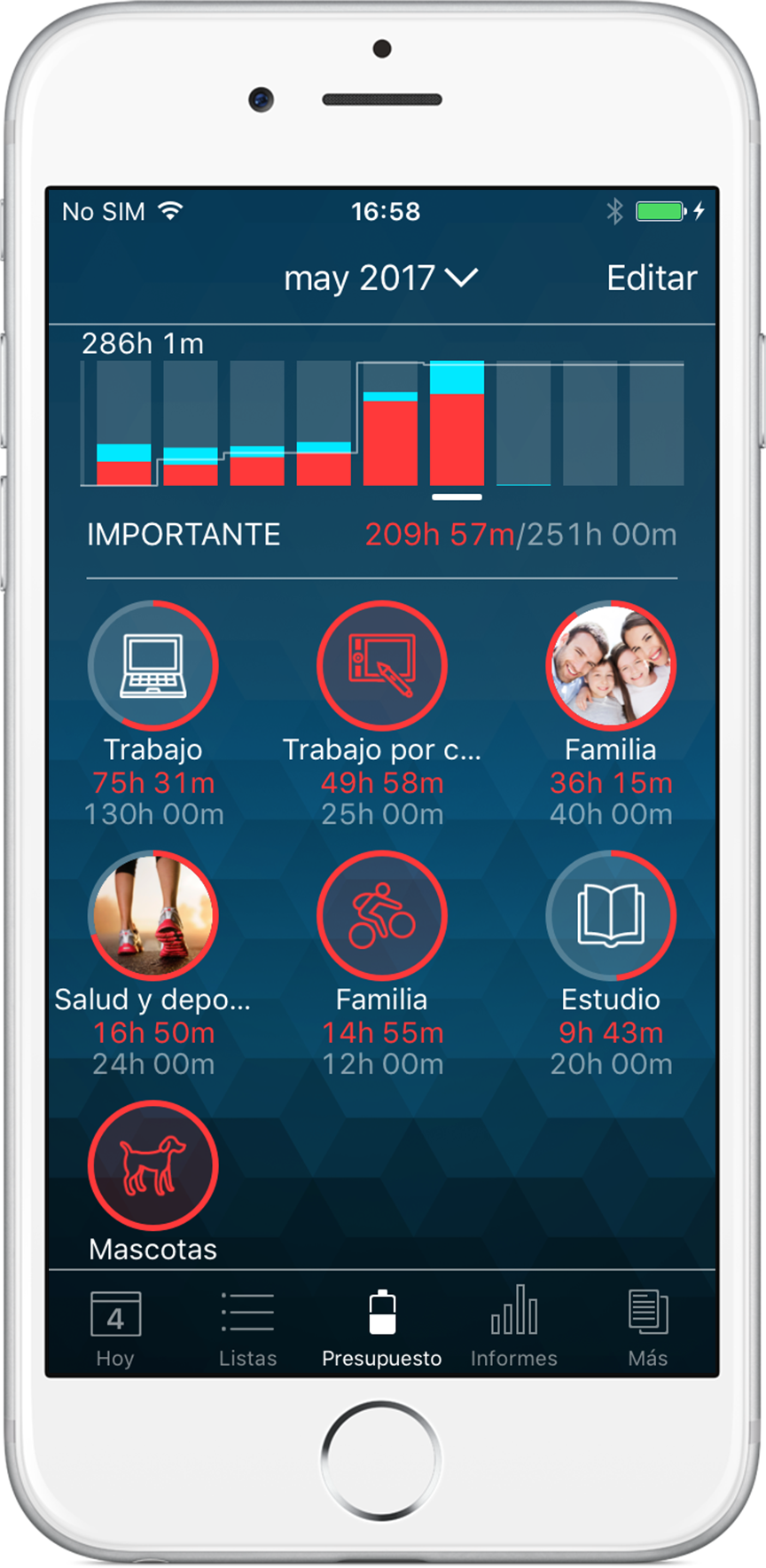 Time Pro para iPhone - Time budget