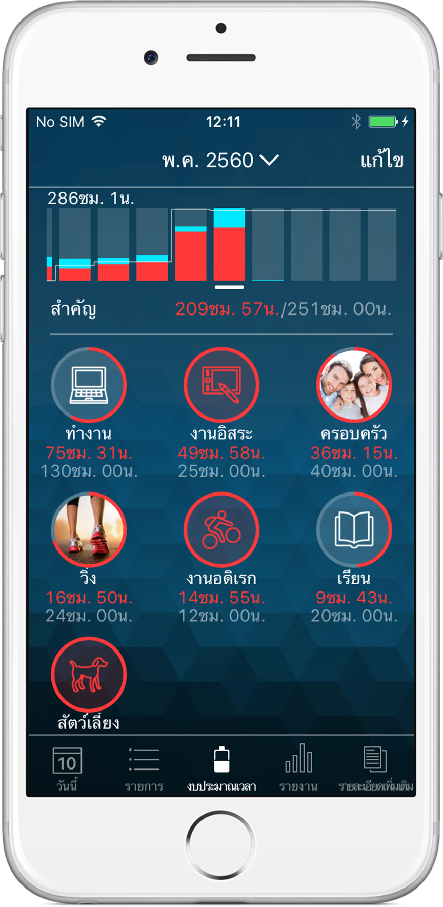Time Pro บน iPhone - Time budget